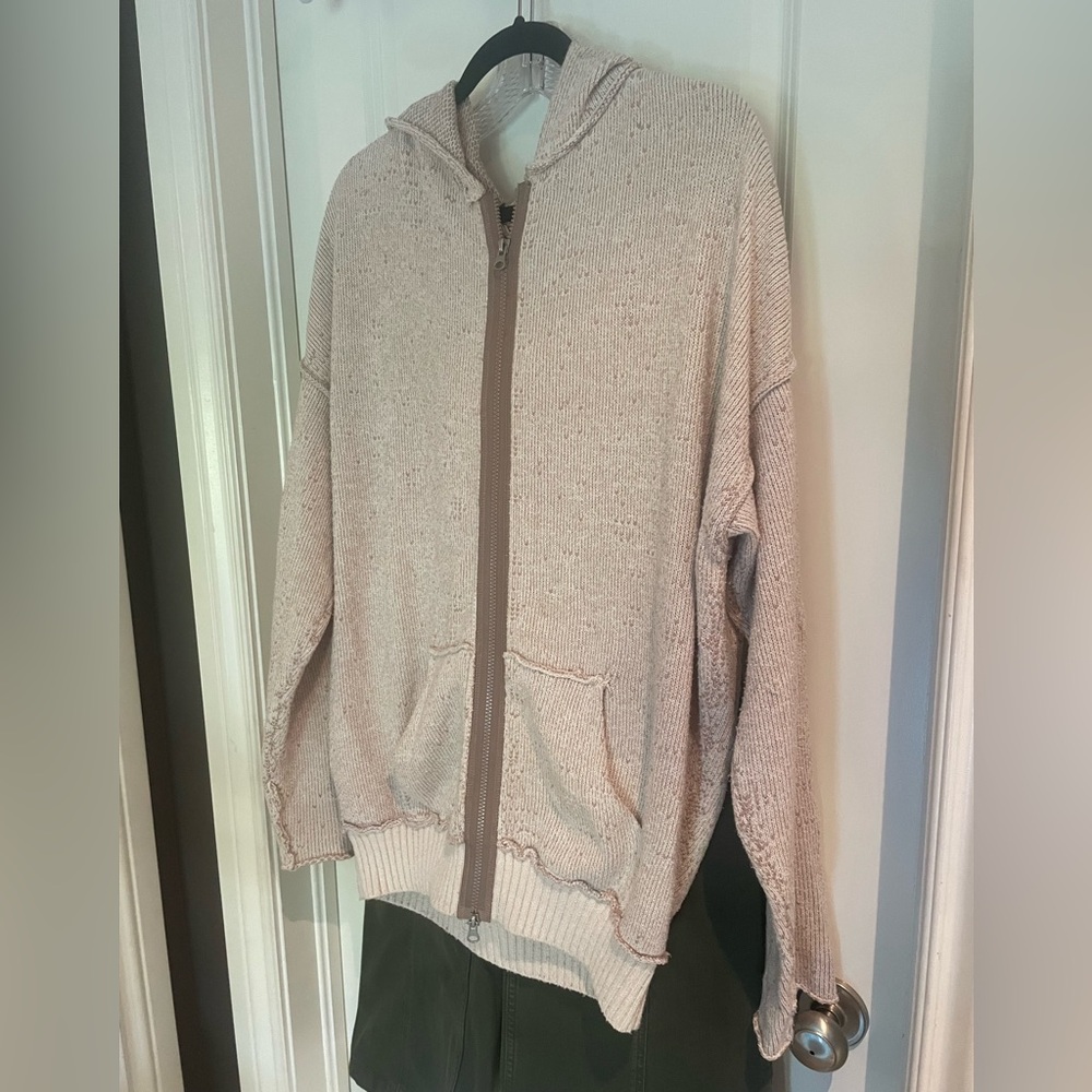 Free People oversized Knit Zip-Up Hoodie